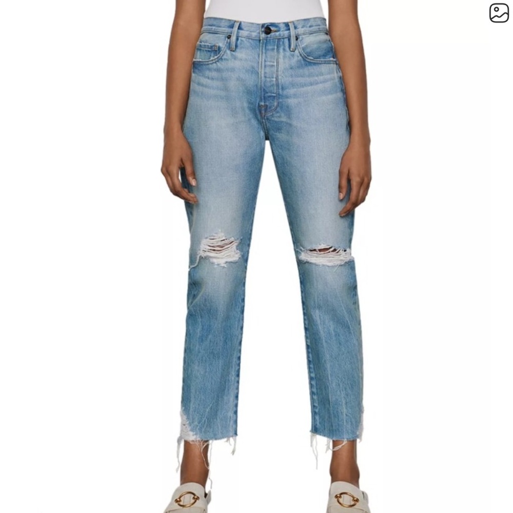 Frame Denim Light Blue Distressed Ankle Jeans size 28